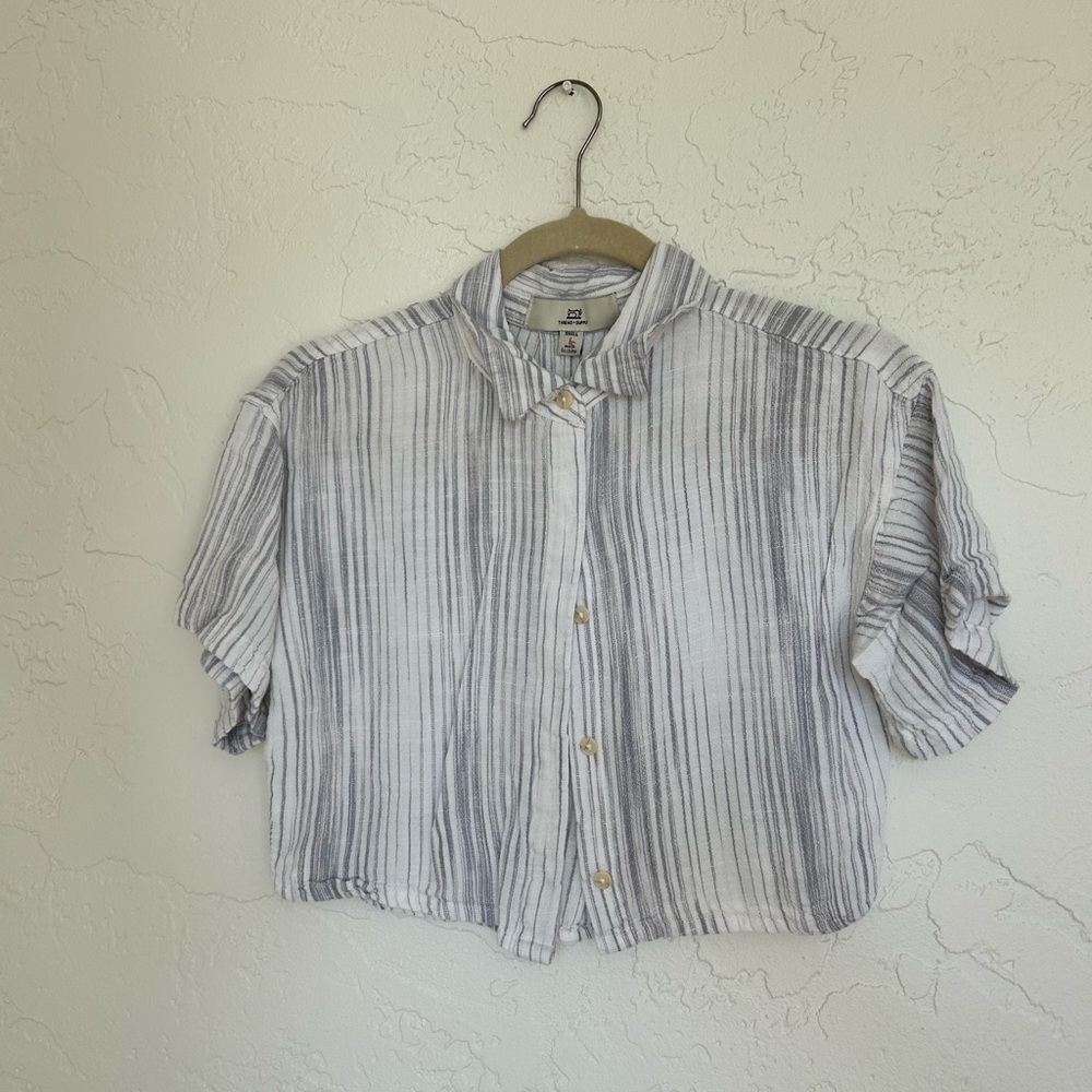 Thread & Supply Gray Striped Button-Up Shirt